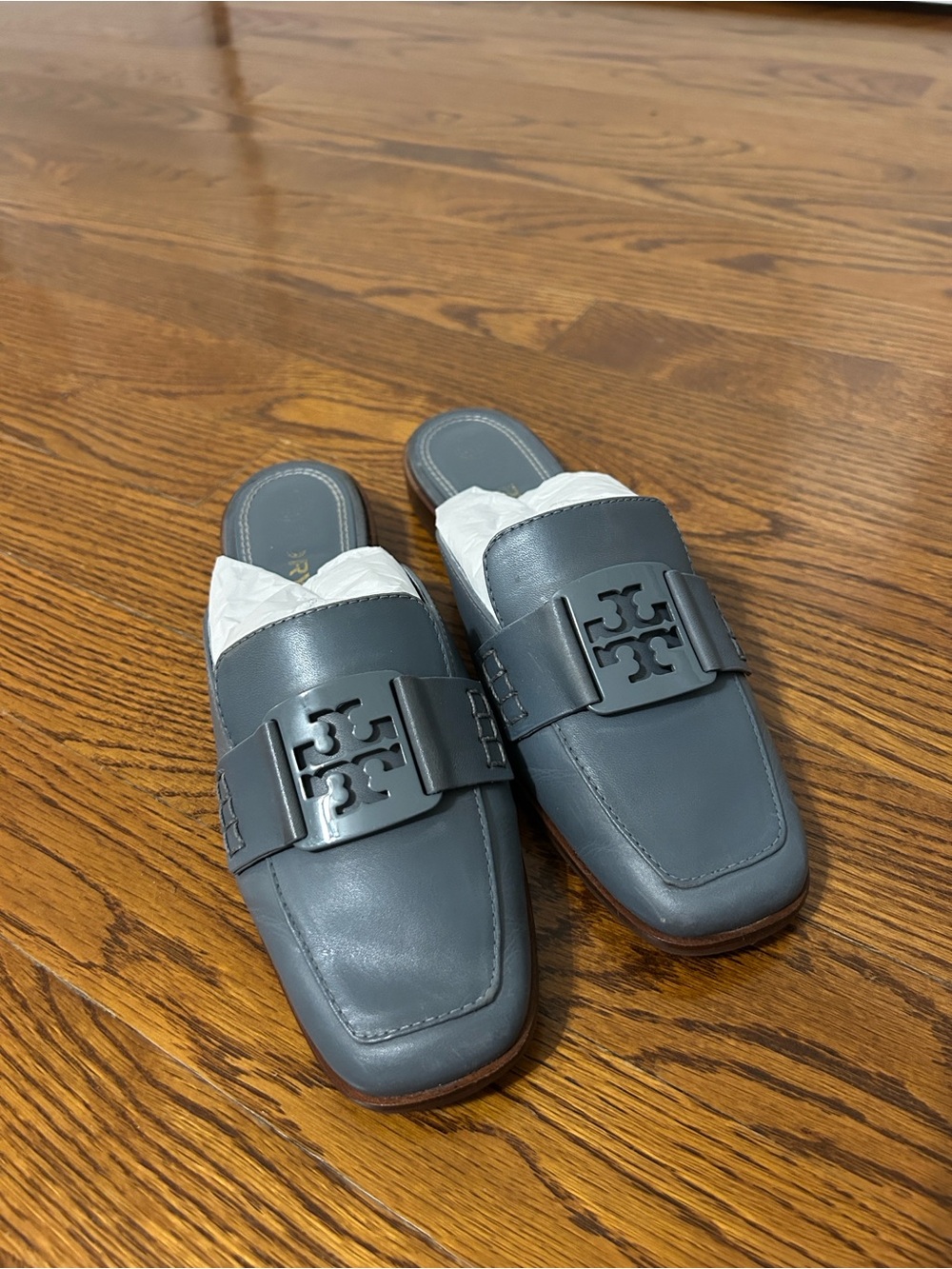 Tory Burch Slate Gray Leather Slide Loafers for Men
